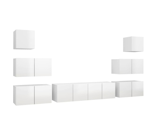 Set de muebles de salón 8 pzas madera ingeniería blanco brillo