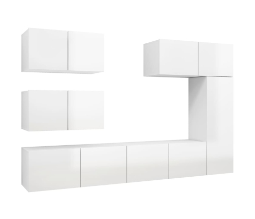 Set de muebles de salón 6 pzas madera ingeniería blanco brillo