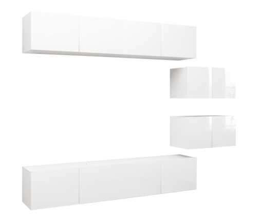 Set de muebles de salón 6 pzas madera ingeniería blanco brillo