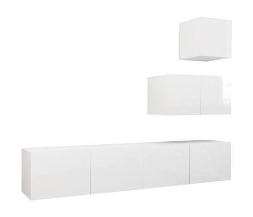 Set de muebles de salón 4 pzas madera ingeniería blanco brillo