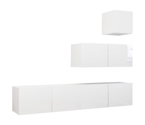 Set de muebles de salón 4 pzas madera ingeniería blanco brillo