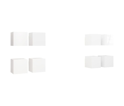 Muebles de pared para TV 8 uds blanco brillo 30,5x30x30 cm