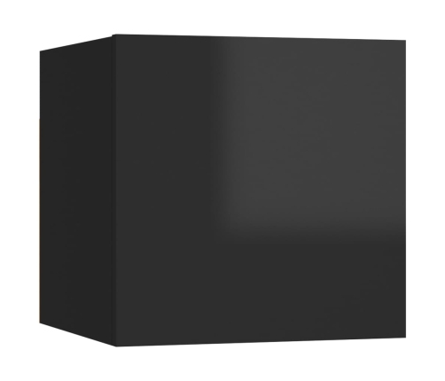 Muebles de pared para TV 8 uds negro con brillo 30,5x30x30 cm