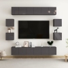 Muebles de TV de salón 10 pzas madera de ingeniería gris brillo