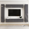 Muebles de TV de salón 10 pzas madera de ingeniería gris brillo