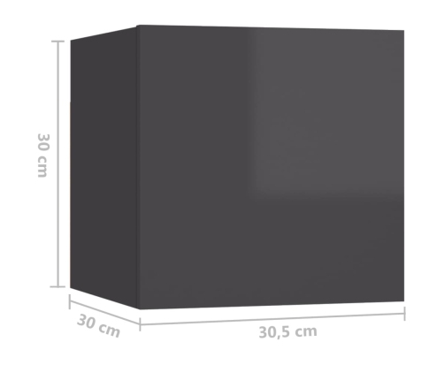 vidaXL Muebles de TV de salón 7 pzas madera de ingeniería gris brillo