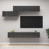 Muebles de TV de salón 7 pzas madera de ingeniería gris brillo