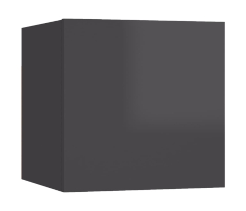 vidaXL Muebles de pared para TV 8 uds gris con brillo 30,5x30x30 cm