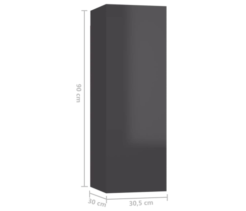 Muebles para TV 4 uds aglomerado gris brillante 30,5x30x90 cm