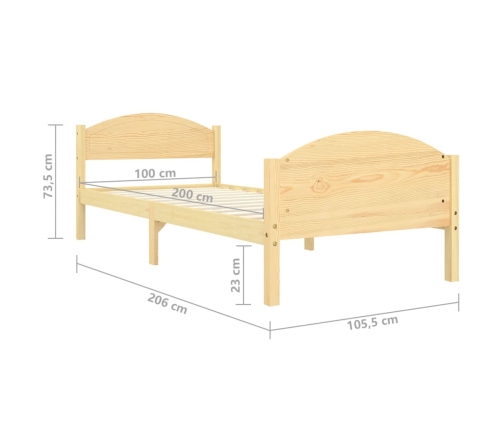 vidaXL Estructura de cama de madera maciza de pino 100x200 cm