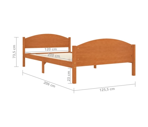 Estructura cama sin colchón madera pino marrón miel 120x200 cm