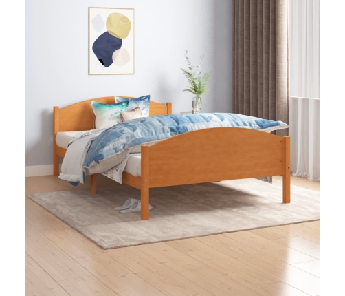 Estructura cama sin colchón madera pino marrón miel 120x200 cm