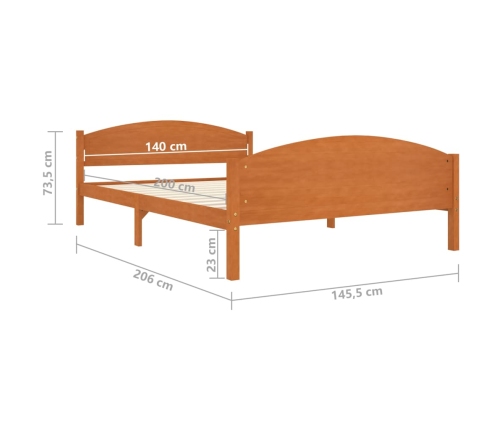 Estructura cama sin colchón madera pino marrón miel 140x200 cm