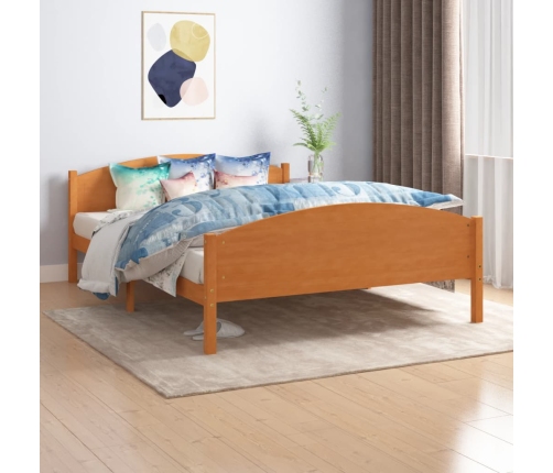 Estructura cama sin colchón madera pino marrón miel 140x200 cm