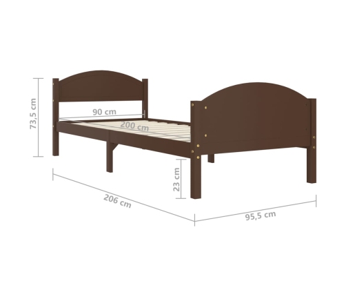 Estructura cama sin colchón madera pino marrón oscuro 90x200 cm