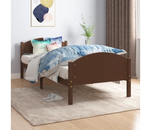 Estructura cama sin colchón madera pino marrón oscuro 90x200 cm