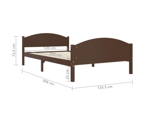 Estructura cama sin colchón madera pino marrón oscuro 120x200cm