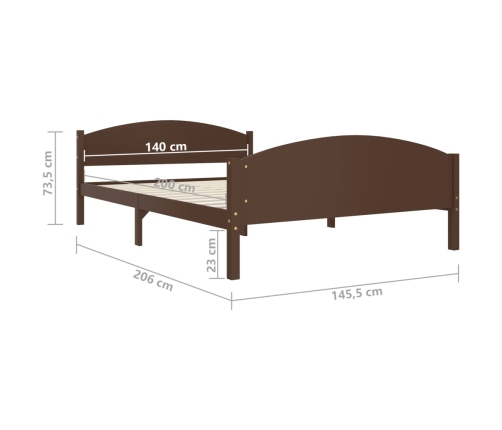 Estructura cama sin colchón madera pino marrón oscuro 140x200cm