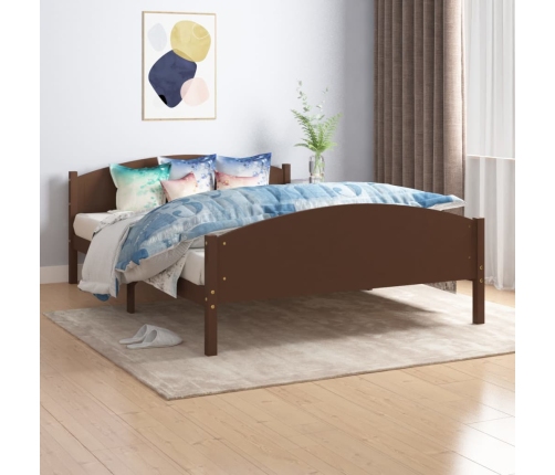 Estructura cama sin colchón madera pino marrón oscuro 140x200cm