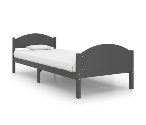 vidaXL Estructura de cama madera maciza de pino gris oscuro 90x200 cm