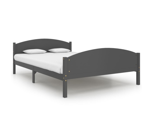 Estructura de cama madera maciza de pino gris oscuro 140x200 cm