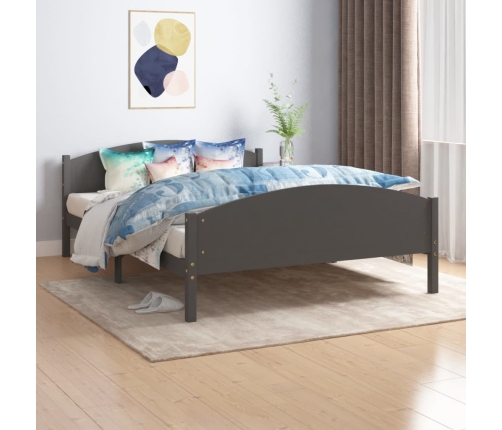 Estructura de cama madera maciza de pino gris oscuro 140x200 cm