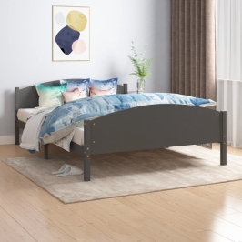 Estructura cama sin colchón madera pino gris oscuro 160x200 cm