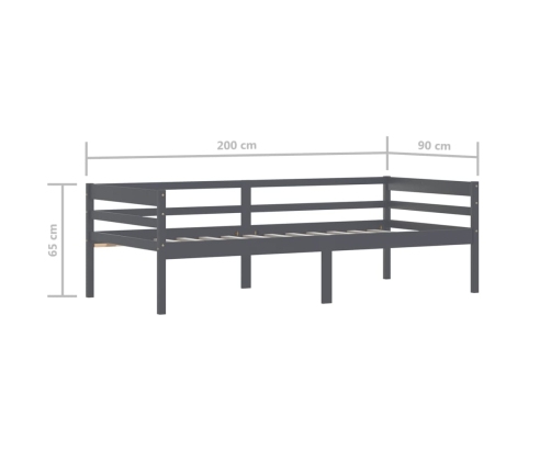 Estructura de cama madera maciza pino gris oscuro 90x200 cm