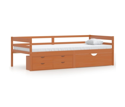 vidaXL Cama con cajones y armario madera pino marrón miel 90x200 cm