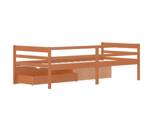 vidaXL Cama con cajones y armario madera pino marrón miel 90x200 cm