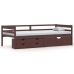 vidaXL Cama con cajones y armario madera pino marrón oscuro 90x200 cm