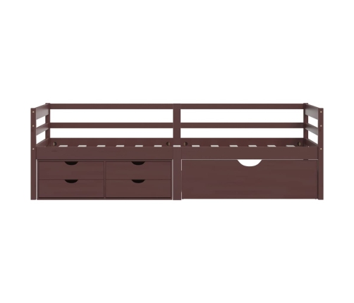 vidaXL Cama con cajones y armario madera pino marrón oscuro 90x200 cm