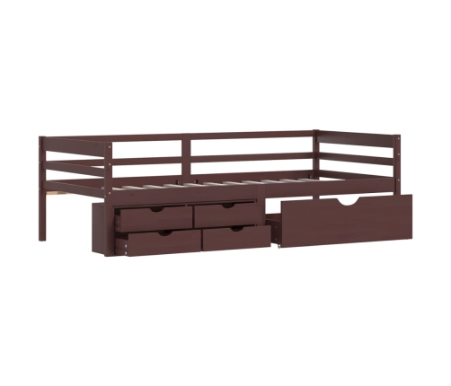 vidaXL Cama con cajones y armario madera pino marrón oscuro 90x200 cm