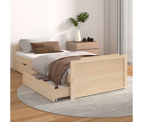 vidaXL Estructura de cama con cajones madera maciza de pino 90x200 cm