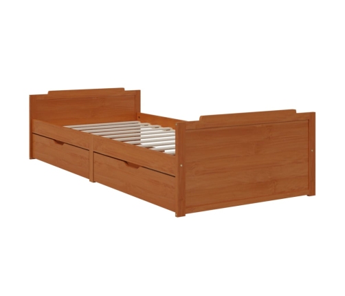 Estructura cama cajones madera maciza de pino marrón 90x200 cm