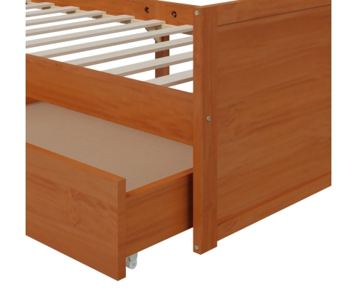 Estructura cama cajones madera maciza de pino marrón 90x200 cm