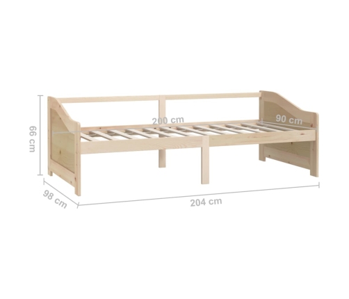 Sofá cama 3 plazas de madera maciza de pino 90x200 cm