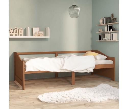 Sofá cama 3 plazas madera maciza de pino marrón miel 90x200 cm