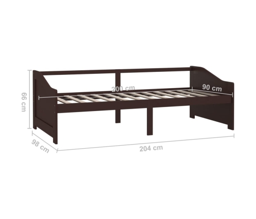 Sofá cama 3 plazas madera maciza pino marrón oscuro 90x200 cm