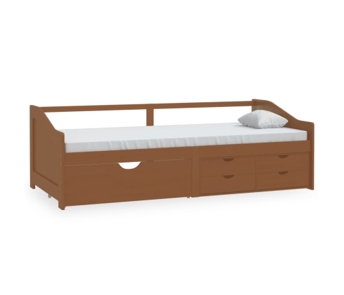 vidaXL Sofá cama 3 plazas cajones pino macizo marrón miel 90x200 cm