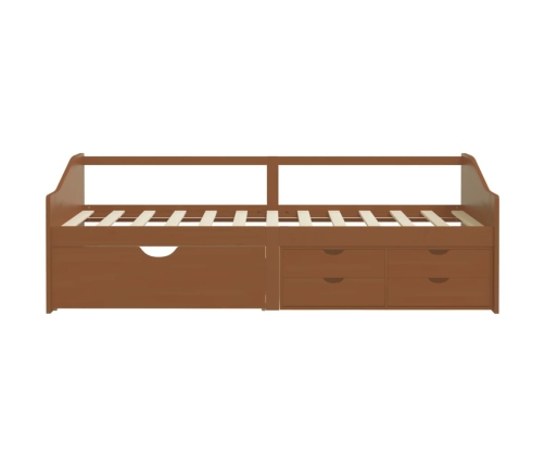 vidaXL Sofá cama 3 plazas cajones pino macizo marrón miel 90x200 cm