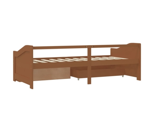 vidaXL Sofá cama 3 plazas cajones pino macizo marrón miel 90x200 cm