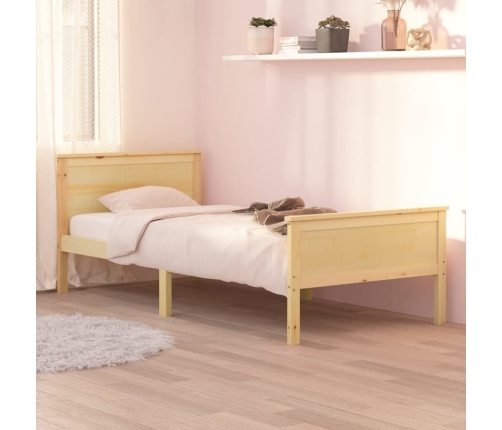 Estructura de cama sin colchón madera maciza de pino 90x200 cm