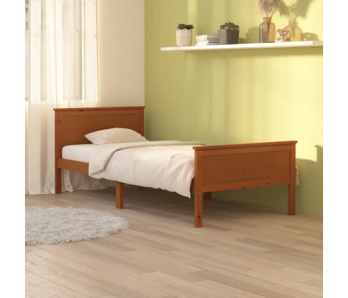 vidaXL Estructura de cama madera maciza pino marrón miel 100x200 cm