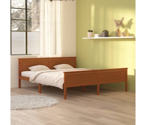 Estructura cama sin colchón madera pino marrón miel 180x200 cm