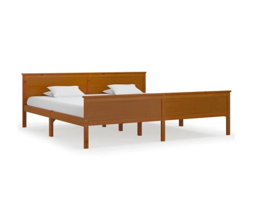 Estructura cama sin colchón madera pino marrón miel 200x200 cm