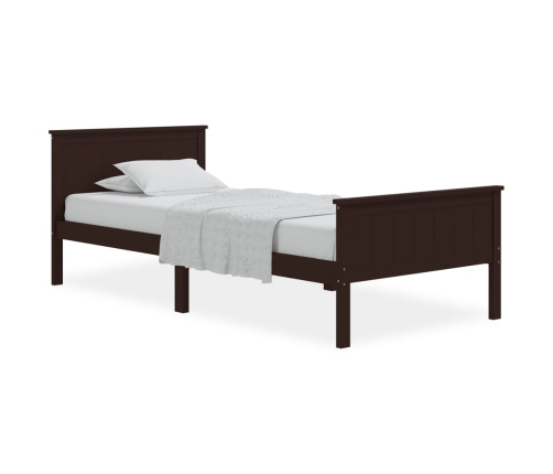 Estructura de cama madera maciza de pino marrón oscuro 90x200cm