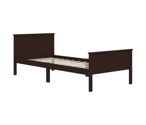 Estructura de cama madera maciza de pino marrón oscuro 90x200cm