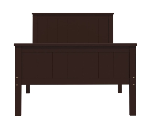 Estructura de cama madera maciza de pino marrón oscuro 90x200cm