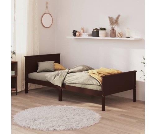 Estructura de cama madera maciza de pino marrón oscuro 90x200cm